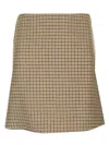 Moncler Houndstooth Plaid Wool Blend Miniskirt In Brown