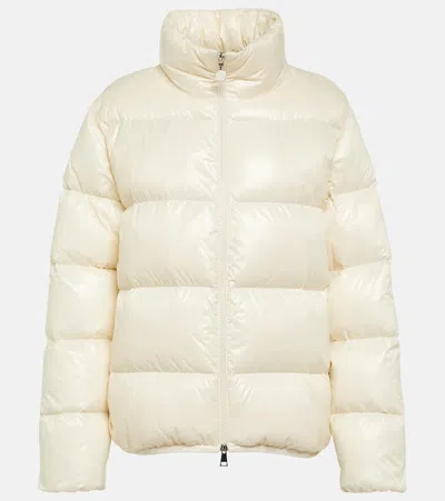 Moncler White Abbadia Puffer Jacket In Lacquered Nylon Women In Black