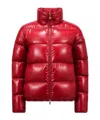 Moncler Glossy Red 'maire' Down Jacket With Hood In Red