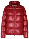 MONCLER MONCLER 'ABBADIA' RED POLYESTER BLEND DOWN JACKET