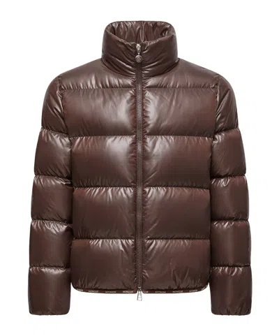 Moncler Abbadia Short Down Jacket In Brown
