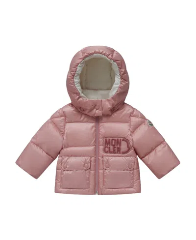 Moncler Abbaye Logo-embroidered Down Jacket In Pink