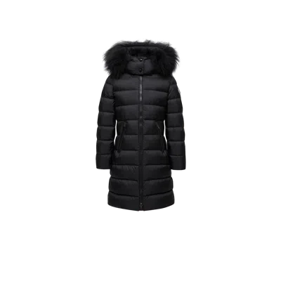 Moncler Kids' Abelle Hooded Shearling-trimmed Down Jacket, Girls, Black, Size: 6y