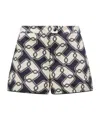 Moncler Abstract-print Cotton Shorts In Black