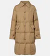 Moncler Achard Long Down Jacket In Brown