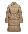 Moncler Achard Long Down Jacket In Brown