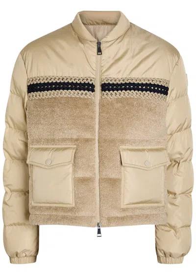Moncler Achillee Padded Panelled Nylon Jacket In Neutral