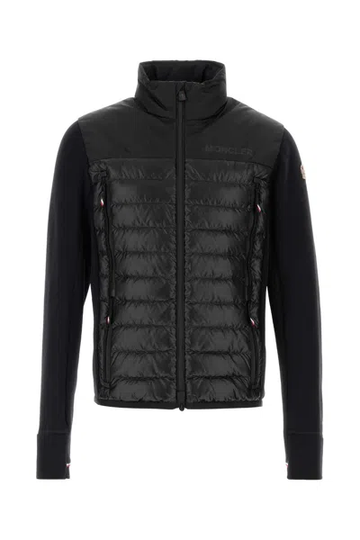 Moncler Padded Sweatshirt With High Collar And Long Sleeves In Black
