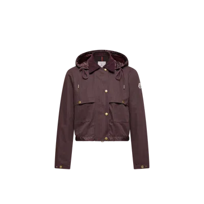 Moncler Surchemise À Capuche En Coton Et Lin Aconitum, Femme, Rouge, Taille: 3 In Burgundy
