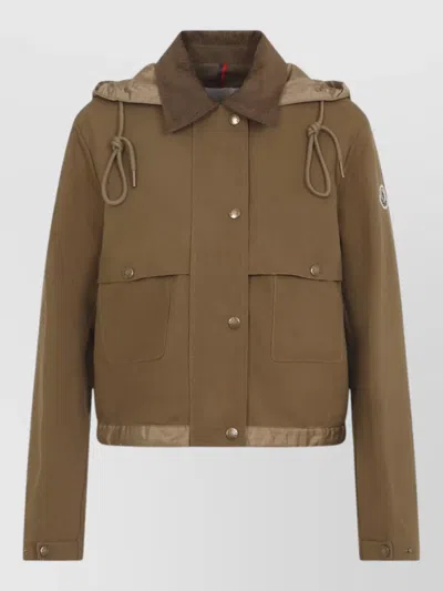 Moncler Aconitum Hooded Jacket Adjustable Drawstrings In Brown