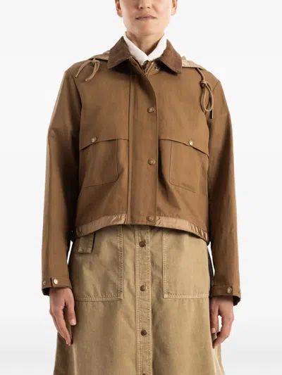 Moncler Aconitum Hooded Jacket Adjustable Drawstrings In Brown
