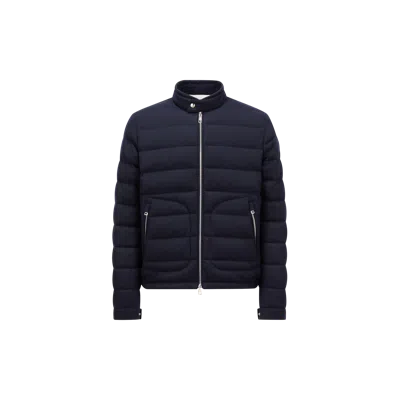Moncler Acorus Cashmere Short Down Jacket, Men, Blue, Size: 3