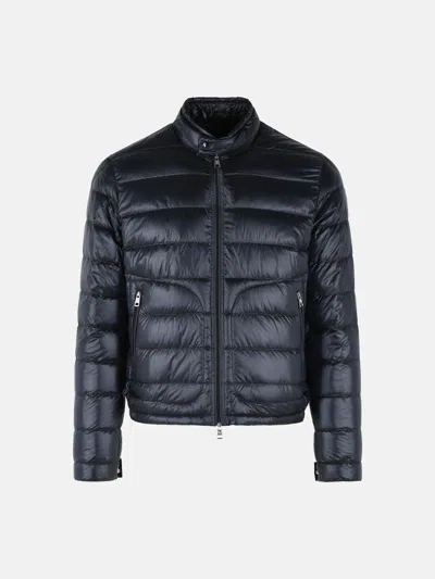 Moncler 'acorus' Navy Blue Polyamide Short Down Jacket In Black