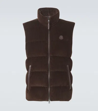 Moncler Acrab Cotton Down Waistcoat In Taupe