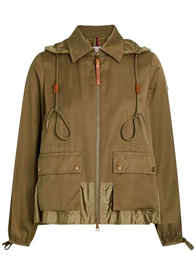 Moncler Adenium Hooded Woven Jacket In Brown