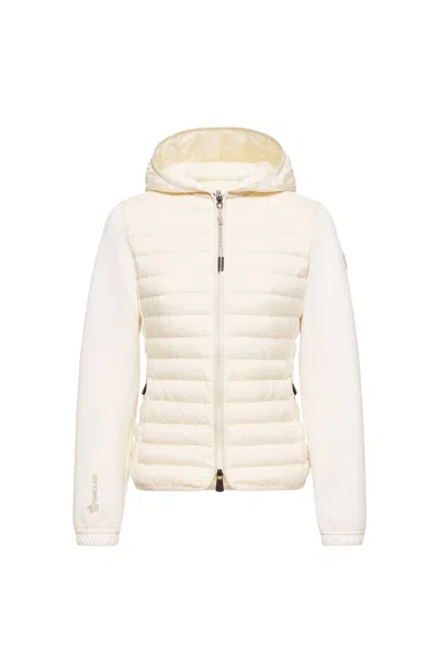 Moncler Adjustable Hood Down-filled Front Sweater (size S) In White