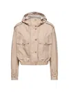 Moncler Carex Cropped Hooded Cotton-blend Poplin Jacket In Neutral