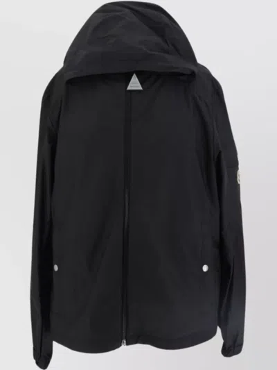 Moncler Adjustable Hooded Jacket Side Pockets In Black