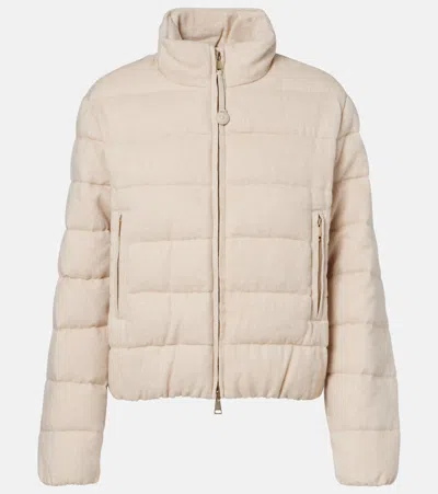 Moncler Agastache Cashmere And Linen Down Jacket In White