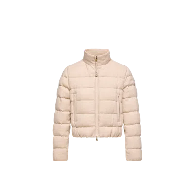 Moncler Doudoune Courte En Cachemire Et Lin Agastache, Femme, Beige, Taille: 3 In Neutral