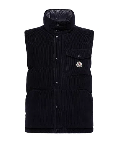 Moncler Agen Corduroy Down Vest In Blue