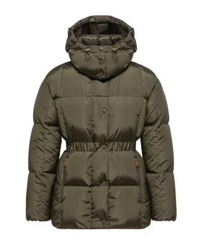 Moncler Agneux Hooded Short Down Jacket In Green