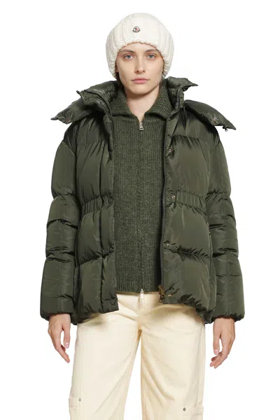 Moncler Agneux Hooded Short Down Jacket In Green