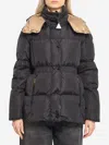 Moncler Litte Long Down Puffer Coat With Detachable Hood In Black