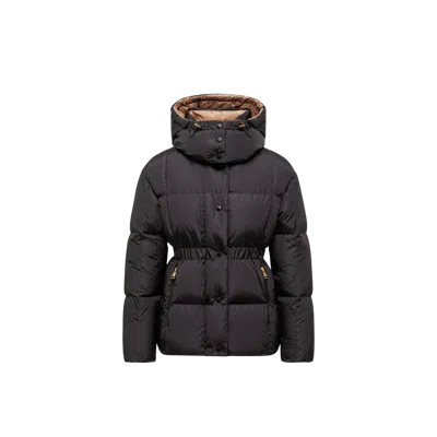 Moncler Agneux Square-quilted Hooded Short Down Jacket In Black