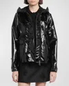 Moncler Agnou Glossy Textured Parka Jacket In Black