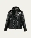 Moncler Shiny Short Down Jacket With Hood In Black
