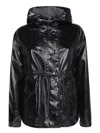 Moncler Shiny Short Down Jacket With Hood In Black