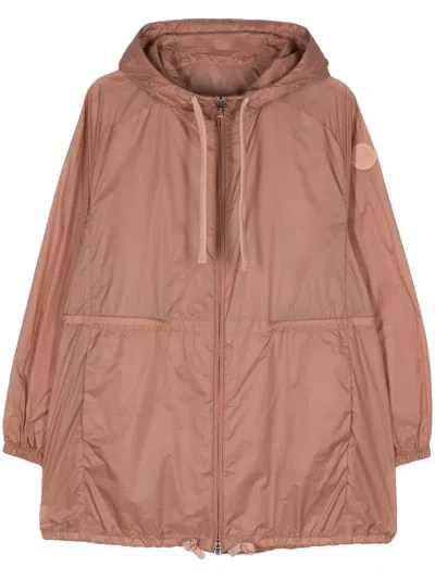 Moncler Airelle Hooded Ripstop Coat In Pink