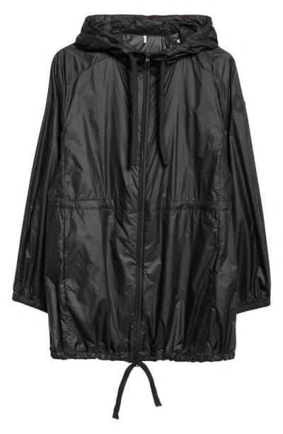 Moncler Airelle Nylon Ripstop Hooded Windbreaker In Black