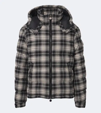 Moncler Airor Checked Cotton Flannel Down Jacket In Black