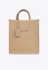 Moncler Alanah Leather-trimmed Canvas Tote Bag Beige In Beige