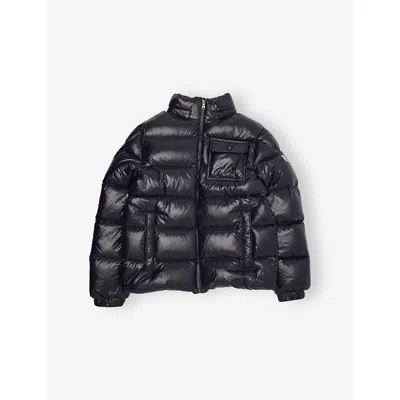 Moncler Kids' Alaxios Hooded Short Down Jacket 6-14 Years Navy In Blue