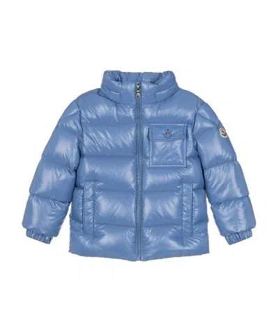 Moncler Alaxios Hooded Short Down Jacket In Blue