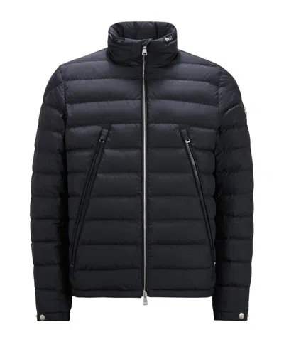 Moncler Alfit Hooded Short Down Jacket In Blue