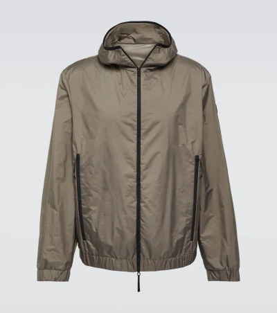 Moncler Algovia Nylon Rainwear Jacket In Taupe Grey