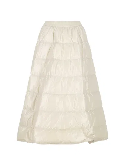 Moncler A-line Down Midi Skirt In White