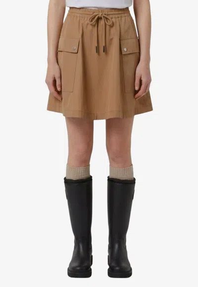 Moncler A-line Mini Skirt In Beige