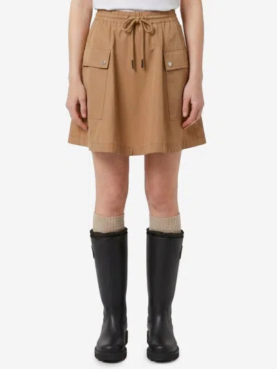 Moncler Aline Mini Skirt In Cotton Blend In Brown