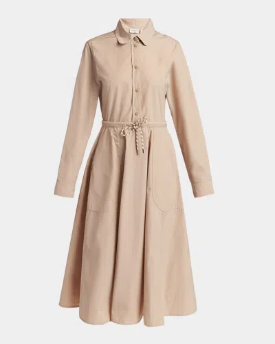 Moncler A-line Technical Cotton Shirtdress In Neutral