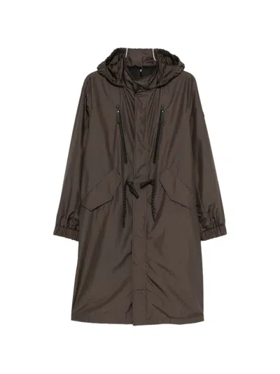 Moncler Alisa Hooded Shell Parka Coat In Brown