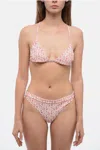 Moncler All-over Logo Printed Triangle Bikini With Adjustable Should In Red