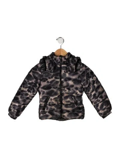 Pre-owned Moncler Babies' All Over Print Down Coat In Black