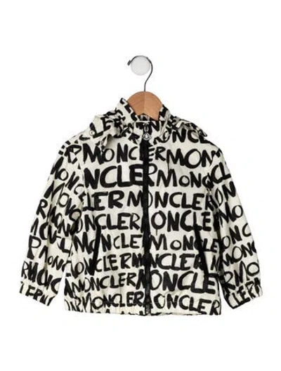 Pre-owned Moncler Babies' All Over Print Hooded Jacket In Black/neutrals