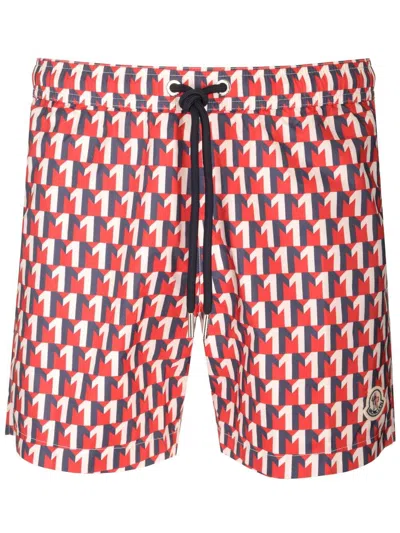 Moncler All-over Printed Swimming Shorts In Multicolor