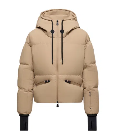 Moncler Allesaz Hooded Down Ski Jacket In Neutral